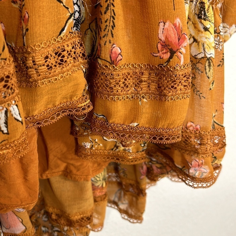 Free People 90s Revival Floral Boho Chic Babydoll Dress Hi-Low Adjustable Waist - Picture 6 of 13